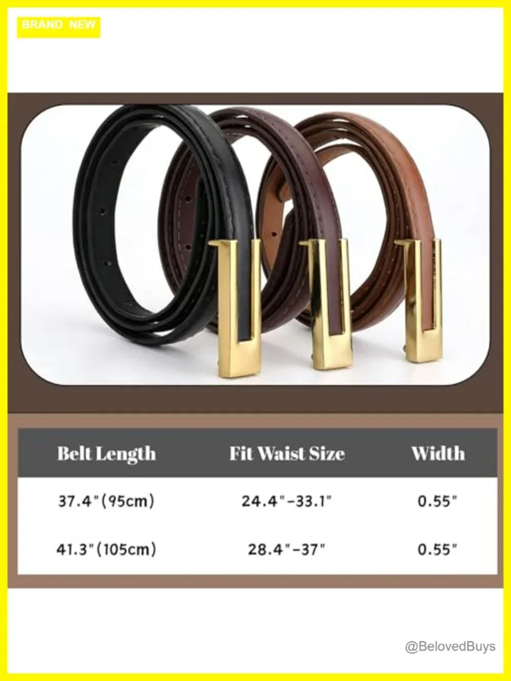Skinny Faux Leather Belt for Women with Gold Buckle